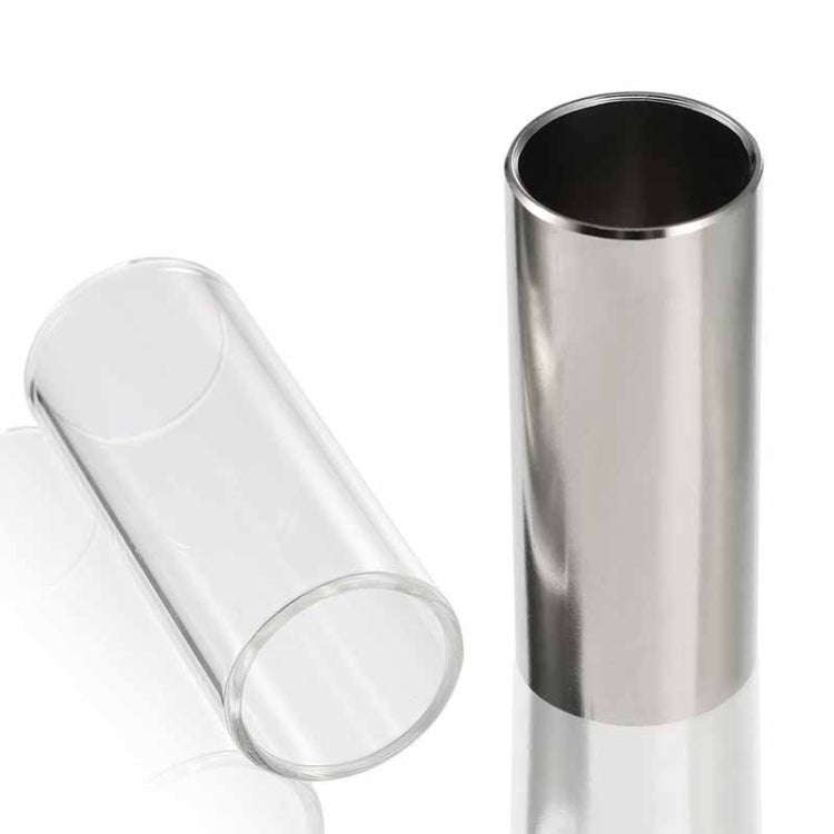 Metal Electric Guitar Glide Pipe Glass Guitar Glide Stick Finger Set, Silver+Transparent