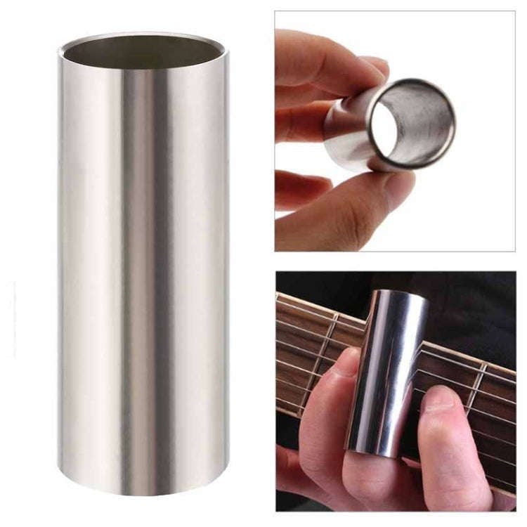 Metal Electric Guitar Glide Pipe Glass Guitar Glide Stick Finger Set, Silver+Transparent