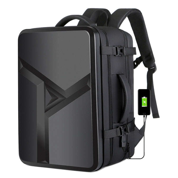 Large-capacity Waterproof Expandable Hard Shell Backpack with USB Charging Hole, 161 Light Grey, ...