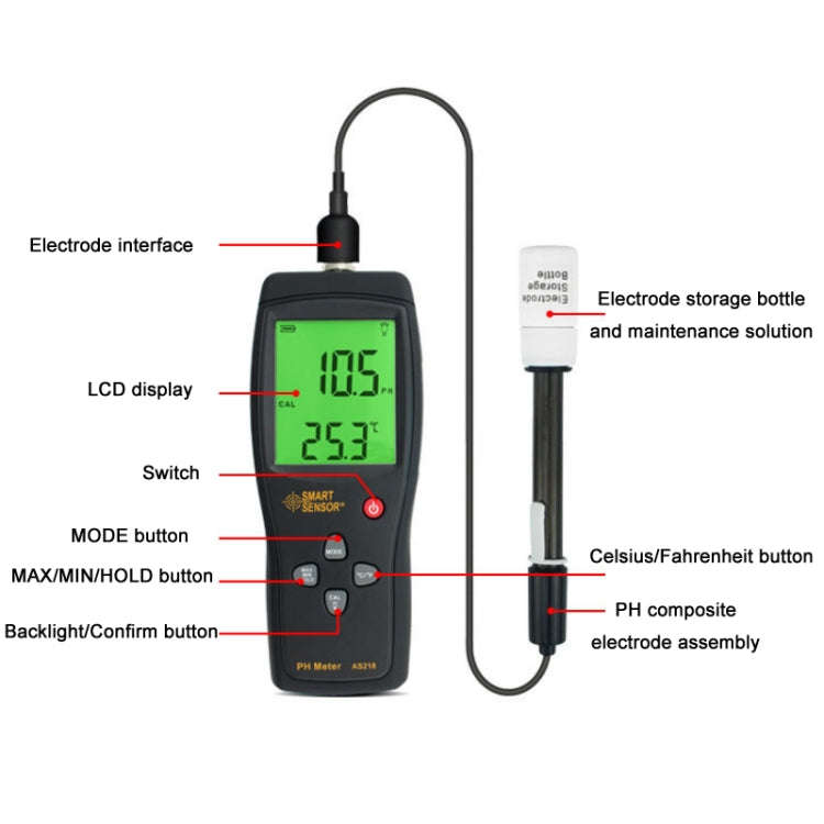Smart Sensor AS218 Fish Tank Aquarium Water PH Tester