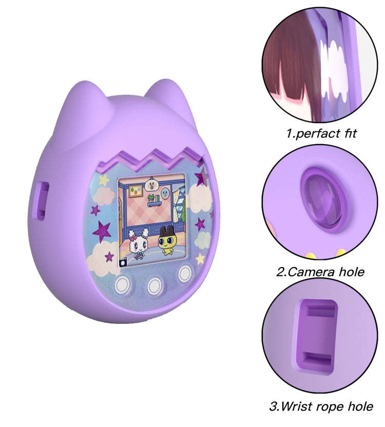 Silicone Cartoon Electronic Pet Protective Case, For Tamagotchi pix Purple