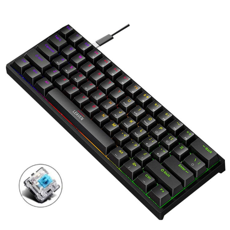 LEAVEN K620 61 Keys Hot Plug-in Glowing Game Wired Mechanical Keyboard, Cable Length: 1.8m, Black...