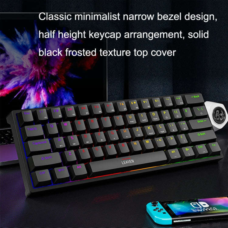 LEAVEN K620 61 Keys Hot Plug-in Glowing Game Wired Mechanical Keyboard, Cable Length: 1.8m, Black...
