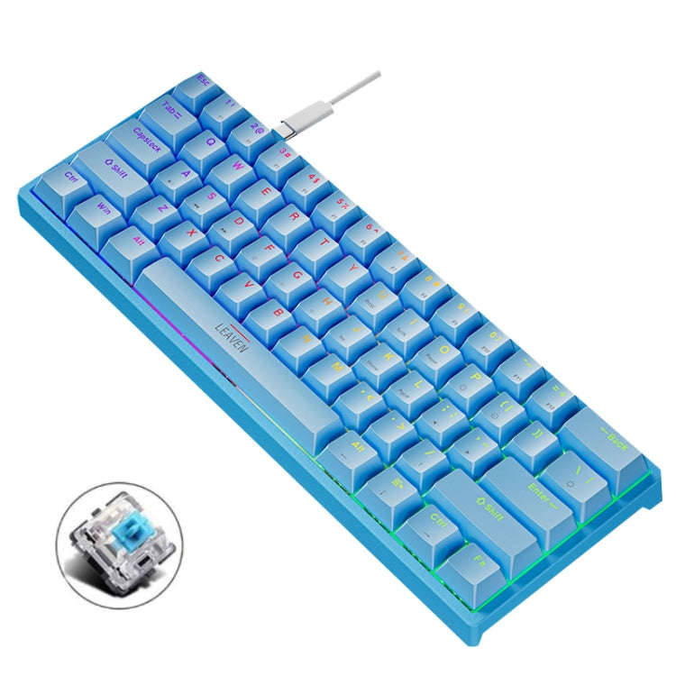 LEAVEN K620 61 Keys Hot Plug-in Glowing Game Wired Mechanical Keyboard, Cable Length: 1.8m, Black...