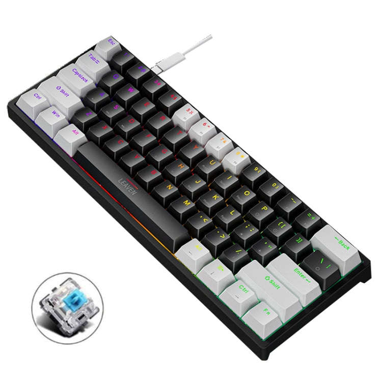 LEAVEN K620 61 Keys Hot Plug-in Glowing Game Wired Mechanical Keyboard, Cable Length: 1.8m, Black...