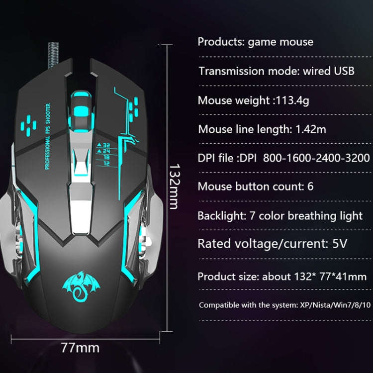 LEAVEN X6 6 Keys Game Computer Ergonomic Wired Mouse, Cable Length: 1.42m