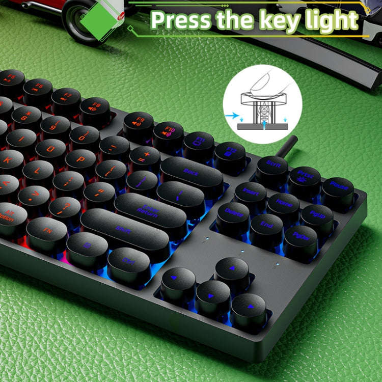 Dark Alien DK100 87 Keys Hot Plug-In Glowing Game Wired Mechanical Keyboard, Cable Length: 1.3m
