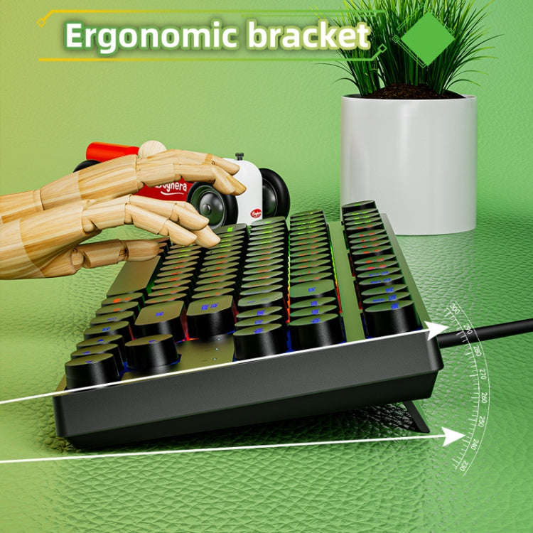 Dark Alien DK100 87 Keys Hot Plug-In Glowing Game Wired Mechanical Keyboard, Cable Length: 1.3m