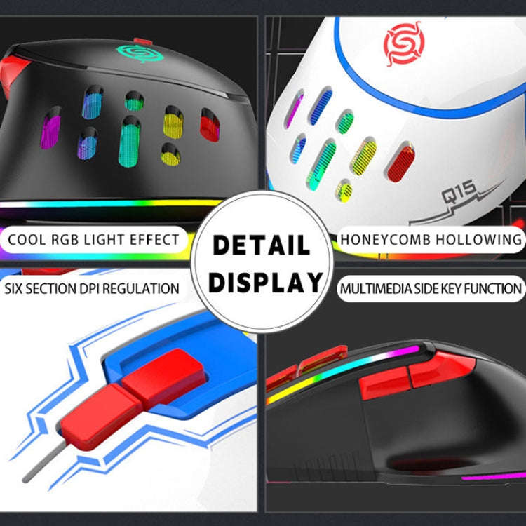 K-Snake Q15 9 Keys RGB Light Effect Wired Mechanical Mouse, Cable Length: 1.5m, Q15 White, Q15 Black