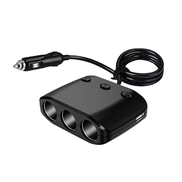 3 in 1 120W Car Cigarette Lighter Independent Switch Dual USB Charger, ZNB03S