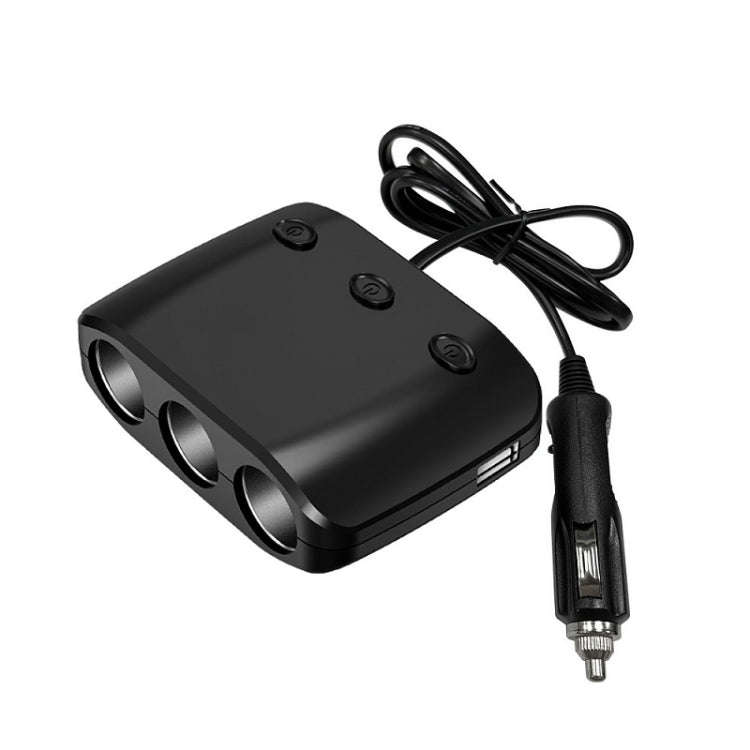 3 in 1 120W Car Cigarette Lighter Independent Switch Dual USB Charger, ZNB03S