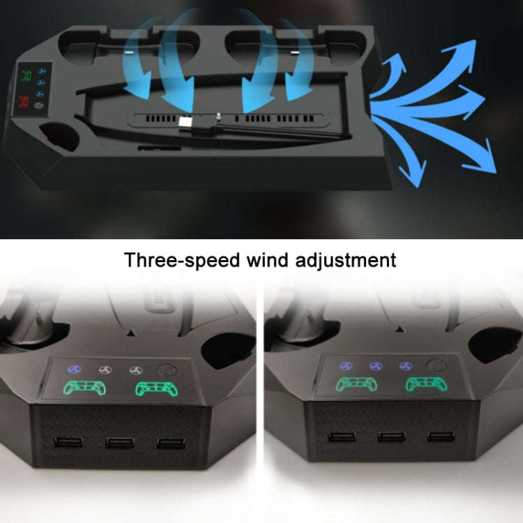 For PS5 DE/UHD 2 In 1 Handheld Console Cooling Stand Fan Base, White, Black