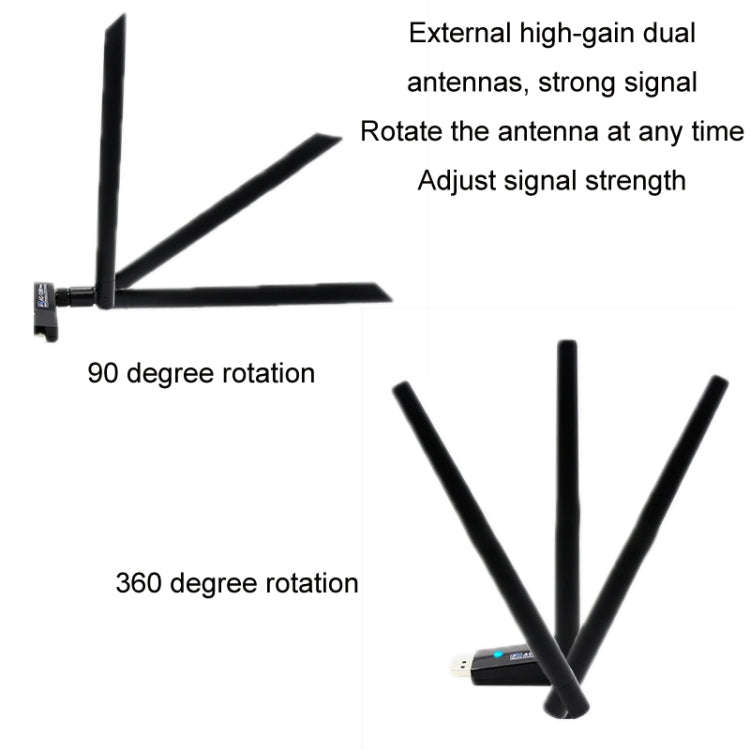 1200m Wireless Network Card 802.11AC USB3.0 Dual Frequency 2.4G/5.8G WiFi Receiver, 1200m USB3.0