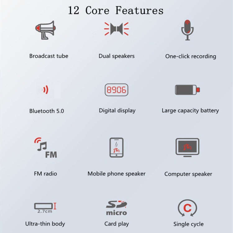 Rolton  K700 Bluetooth Dual-speaker Audio Speaker Megaphone Voice Amplifier, K700