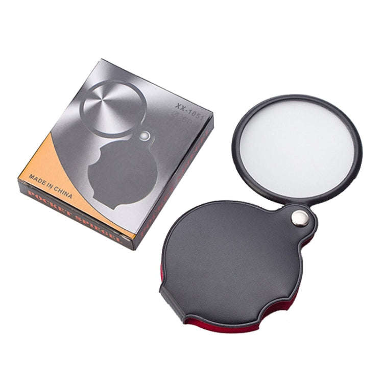 5pcs 50mm 8X Mini Leather Folding Magnifier, Leather Folding 8X