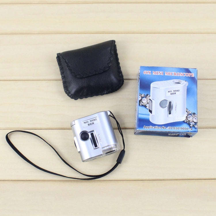 60X Portable Microscope With LED Lamp Jewelry Identification Magnifier With Leather Case Latch Ro...