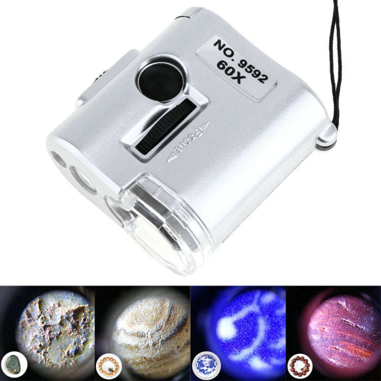 60X Portable Microscope With LED Lamp Jewelry Identification Magnifier With Leather Case Latch Ro...