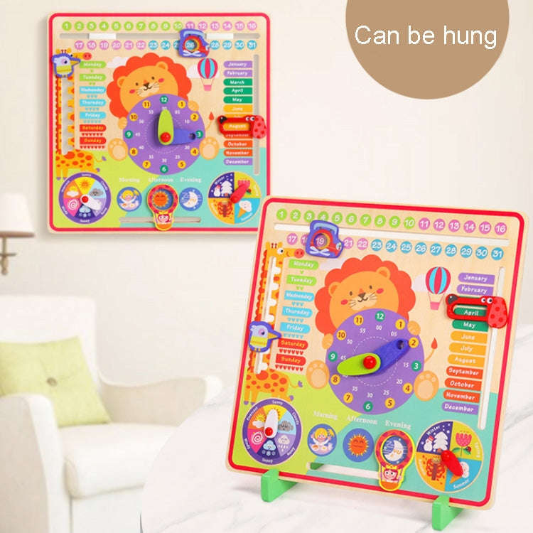 7 In 1 Kids Calendar & Teaching Clock Educational Toys, Lion