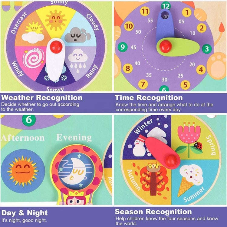 7 In 1 Kids Calendar & Teaching Clock Educational Toys, Lion