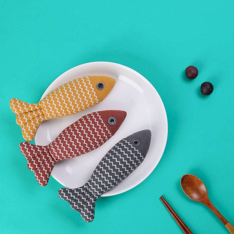 Linen Teasing Cat Fish Pillow Pet Bite Toys, 21x9x5cm