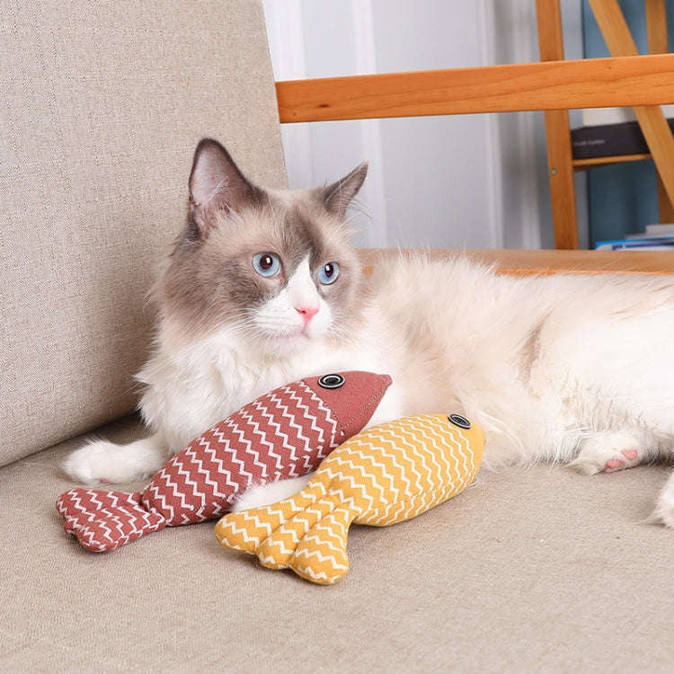 Linen Teasing Cat Fish Pillow Pet Bite Toys, 21x9x5cm