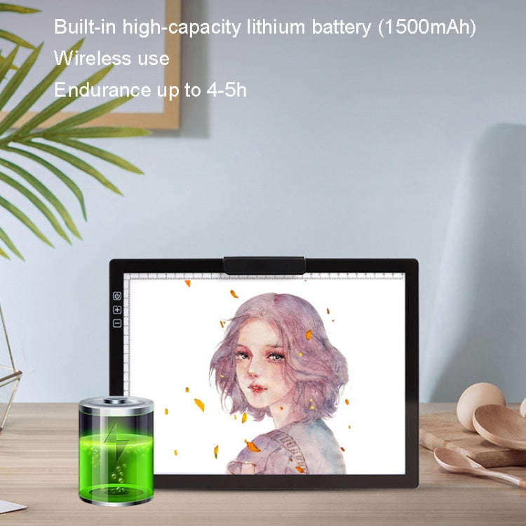 A4-D28B Rechargeable Copy Desk Drawing Board, With Charging Line, With Charging Line+US Plug Adap...