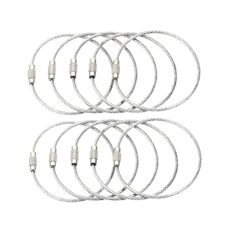 JJ11087 10pcs Stainless Steel Wire Ring Key Ring Wire Chain Key Chain, Wire Ring Key Chain
