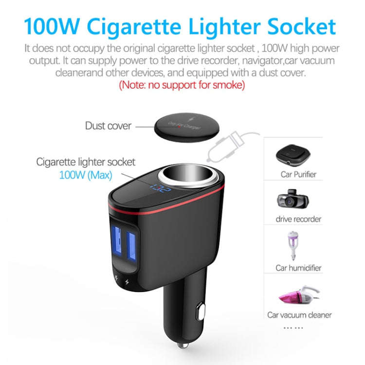 Multifunctional Car Cigarette Lighter 100W One for Two High Power Charger, S-06A, S-06 Bluetooth