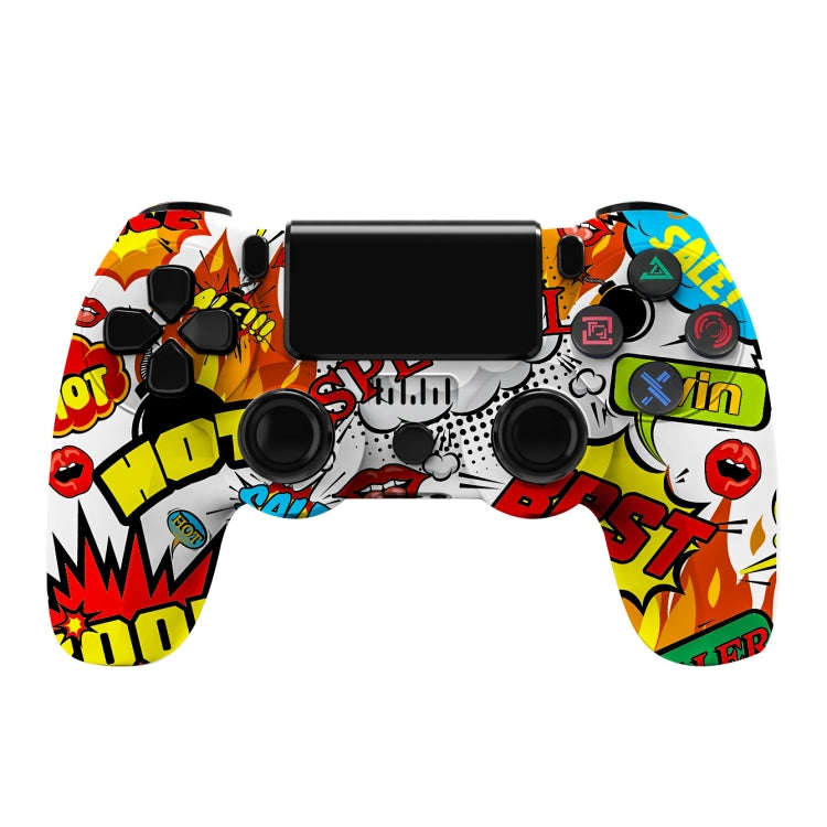 For PS4 Wireless Bluetooth Game Controller With Light Strip Dual Vibration Game Handle, White, Bl...