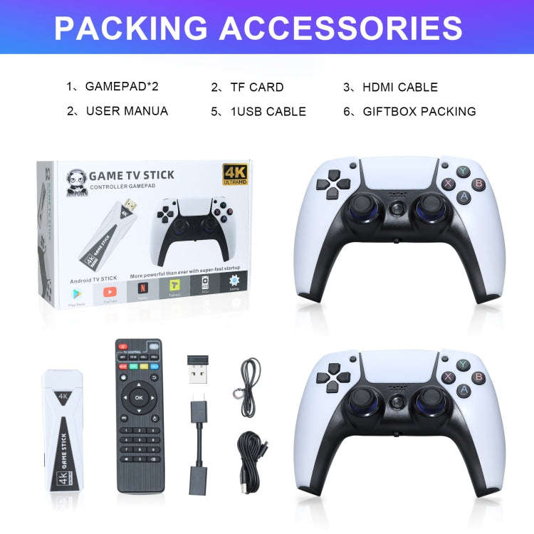 U10 Video Game Console 64G 10000+ Games Retro Handheld 4K TV Game Stick Wireless Controller, U10 ...