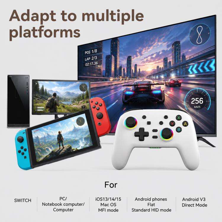Wireless Bluetooth Somatosensory Vibration Gamepad for Nintendo Switch/Switch PRO, Black Gold, Wh...