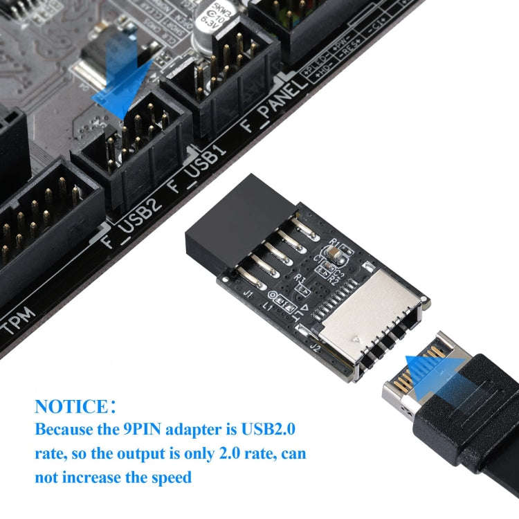 USB 2.0 Front Panel Header USB 9pin To USB 2.0 Type-E Internal Adapter, USB 2.0 9pin