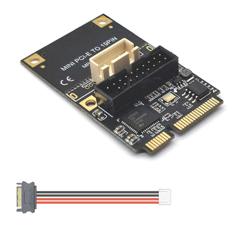 Mini PCI-E To USB3.2 GEN1 Front 19Pin 2 Ports Transfer Card Supports Half High, SATA, S 4PIN Elec...