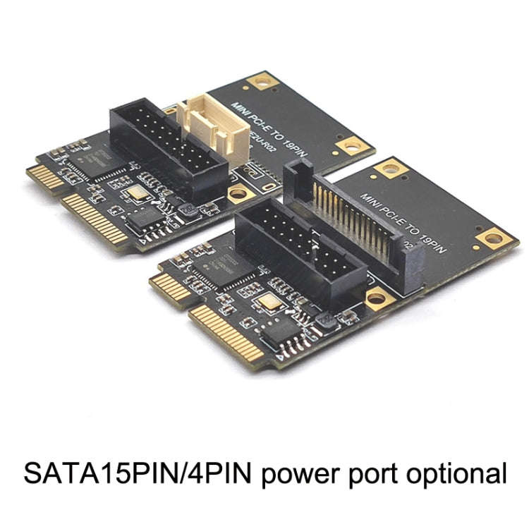 Mini PCI-E To USB3.2 GEN1 Front 19Pin 2 Ports Transfer Card Supports Half High, SATA, S 4PIN Elec...