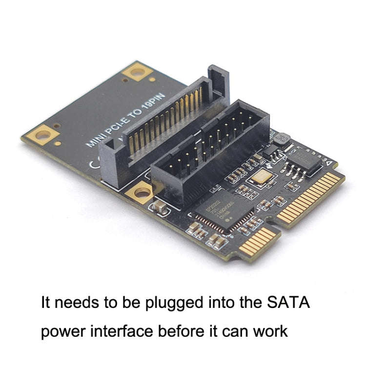 Mini PCI-E To USB3.2 GEN1 Front 19Pin 2 Ports Transfer Card Supports Half High, SATA, S 4PIN Elec...