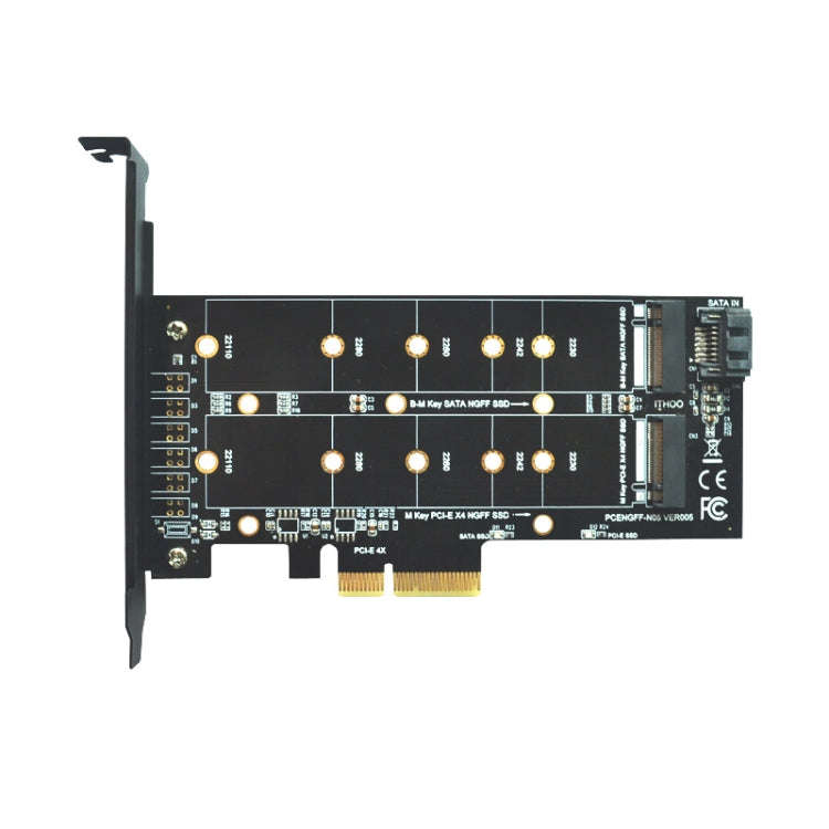 M.2 PCIe SSD Adapter Card PCIE 4x to M.2 Key M B Dual Interface Card, PCENGFF-N01