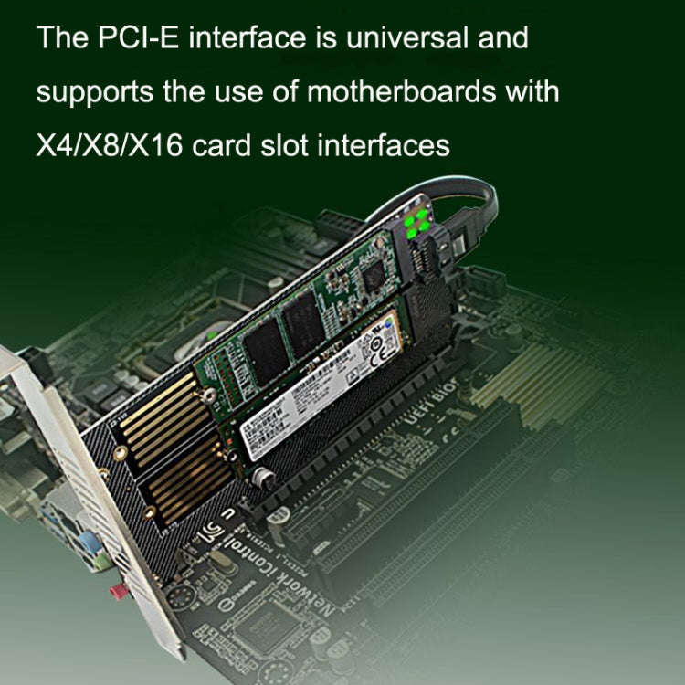 M.2 NVME NGFF SSD To PCIE SATA Dual Disk Conversion Expansion Card Supports MKEY BKEY Wiring, PH39