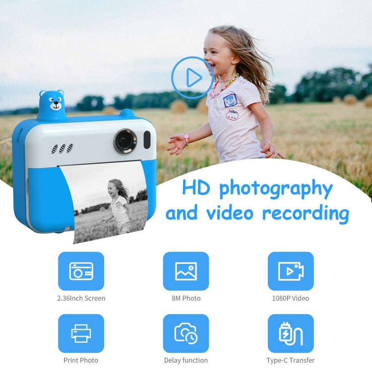 IPS 2.36 inch LED HD Display 1080P Childrens Camera Thermal Printing Instant Camera