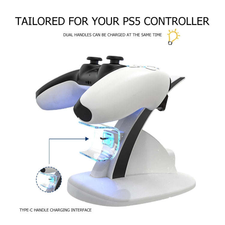 iplay HBP-253 For PS5 Game Wireless Handle Double Charging Base Placement Bracket, HBP-253 (White...