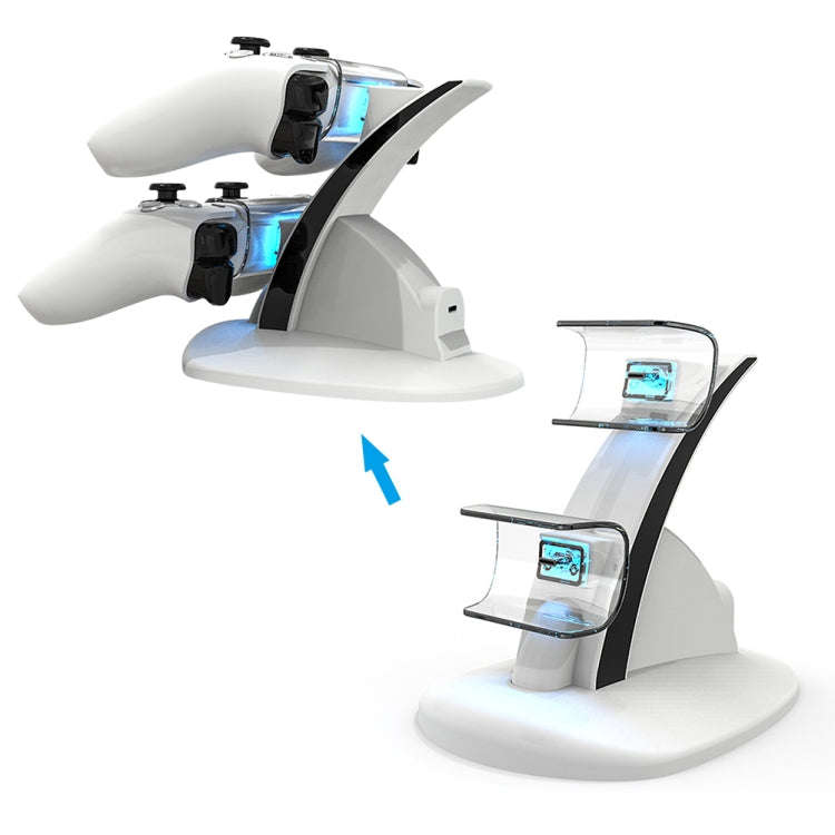 iplay HBP-253 For PS5 Game Wireless Handle Double Charging Base Placement Bracket, HBP-253 (White...