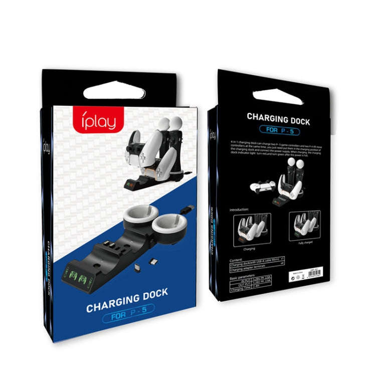 Iplay HBP-301 For PS5 / PS VR MOVE Controller Handle Dual Seat Charger 4 In 1 Charger, HBP-301