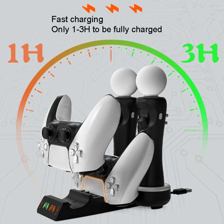 Iplay HBP-301 For PS5 / PS VR MOVE Controller Handle Dual Seat Charger 4 In 1 Charger, HBP-301