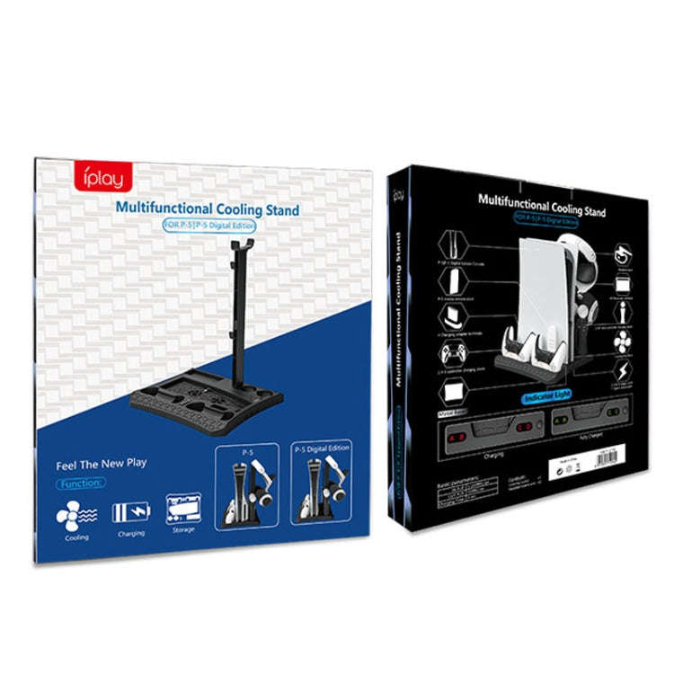 iplay HBP-270 For Sony PS5 Multifunctional Host Heat Dissipation Charging Base with Storage Rack,...