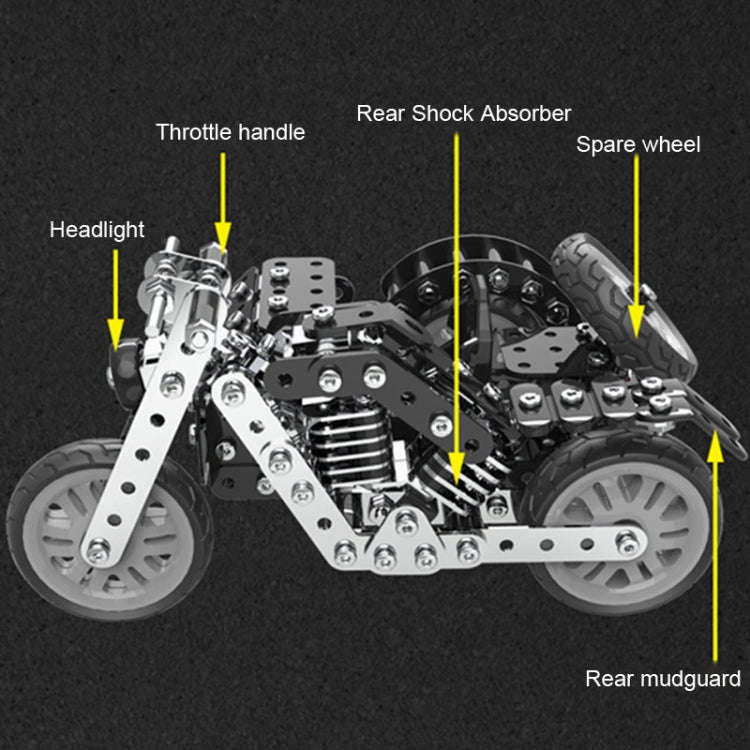 Metal Assembly Model Building Blocks Manual Assembly Retro Side Motorcycle Toy, Side Tricycle