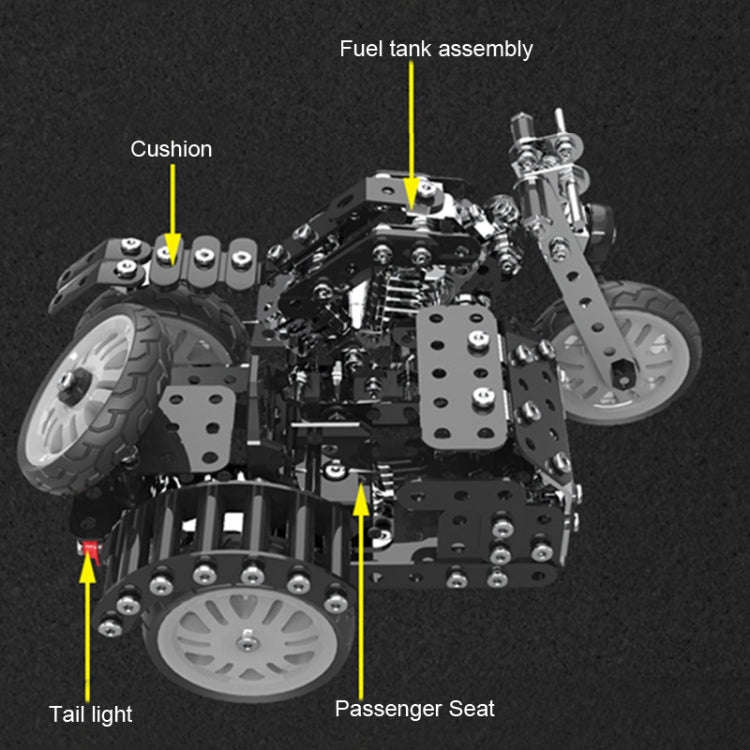 Metal Assembly Model Building Blocks Manual Assembly Retro Side Motorcycle Toy, Side Tricycle