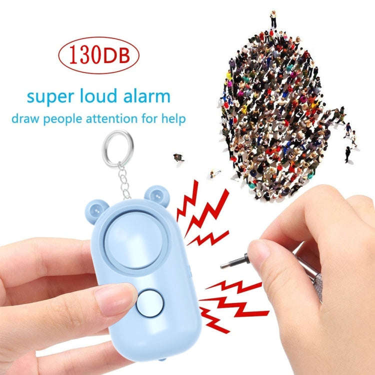 130dB LED Personal Alarm Pull Ring Outdoor Self-defense Products, Bear Style (Light Blue), Bear S...