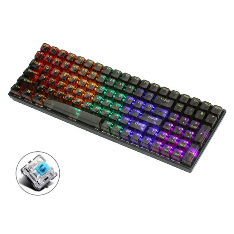 100 Keys Customized Gaming Wired Mechanical Keyboard Transparent Keycap, Green Shaft (Black), Red...