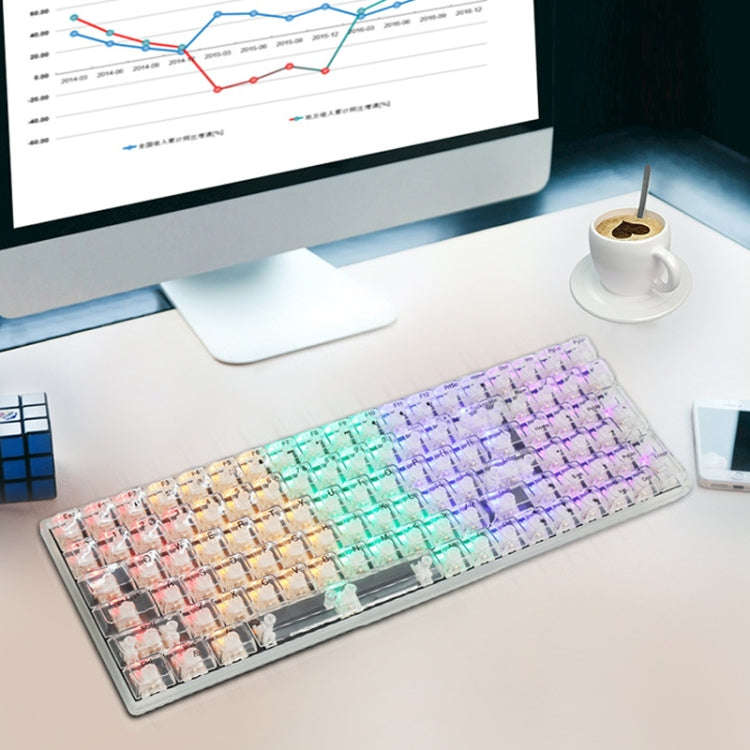 100 Keys Customized Gaming Wired Mechanical Keyboard Transparent Keycap, Green Shaft (Black), Red...