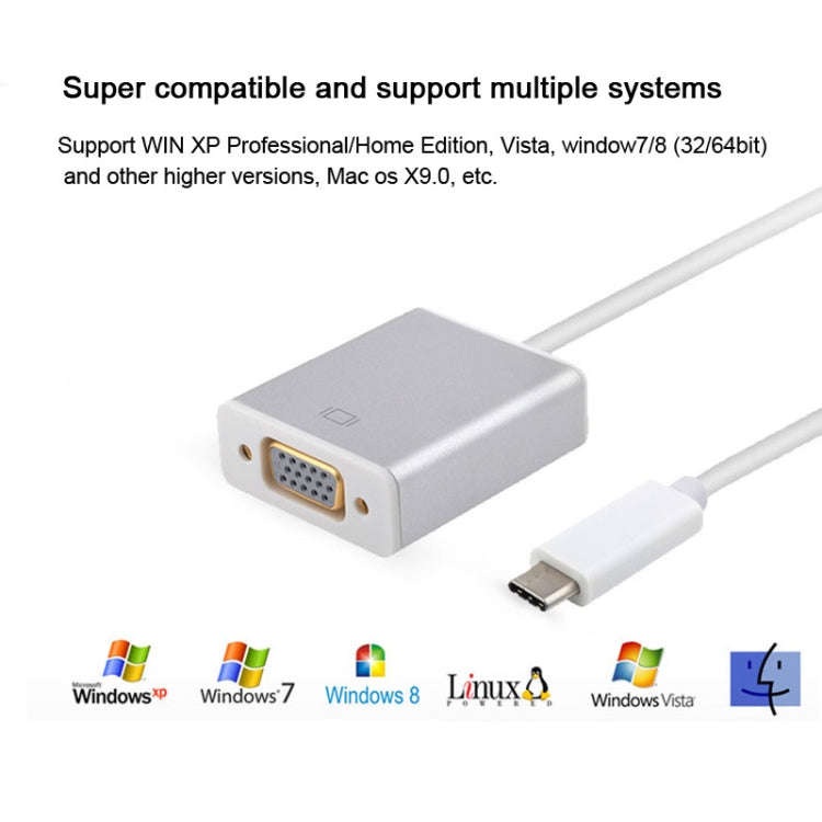 USB-C/Type-C To VGA HD Converter 1080P Laptop Connecting Display Mobile Phone Same Screen Line, T...