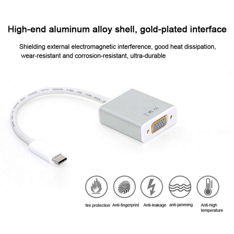 USB-C/Type-C To VGA HD Converter 1080P Laptop Connecting Display Mobile Phone Same Screen Line, T...